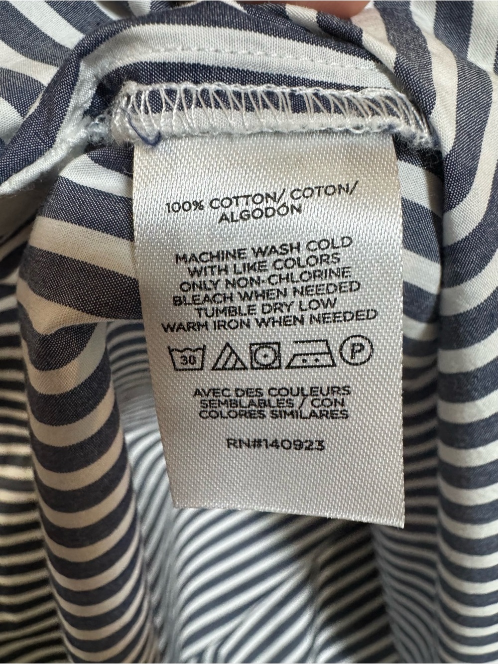 LOFT striped cotton blouse XL with voluminous sleeves and green accents - Picture 7 of 10